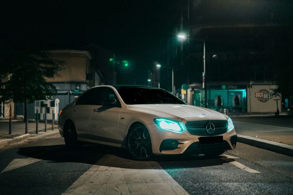 white mercedes in san diego with tinted windows